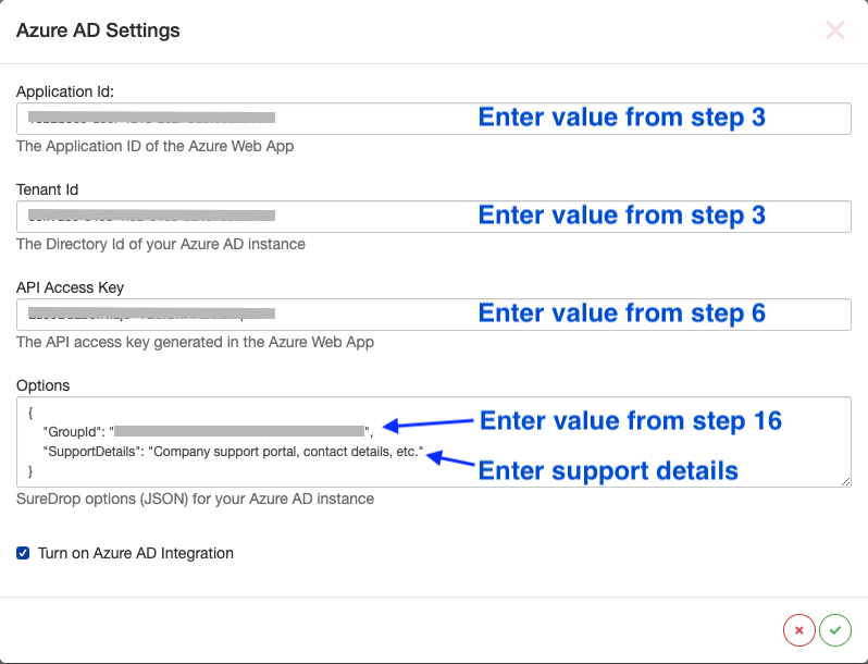 Azure AD Settings