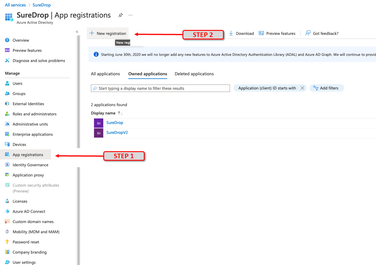 Create New Azure Application