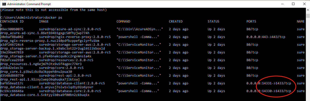 Database containers