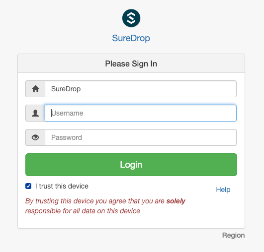 Login page