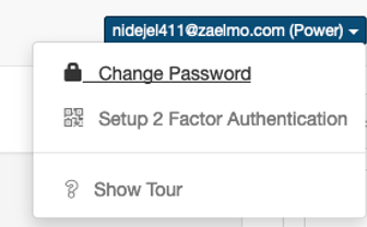 User dropdown menu