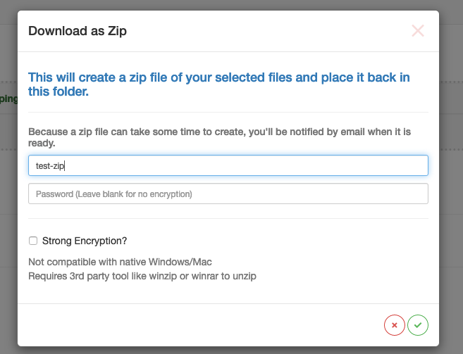 Zip Modal Dialog